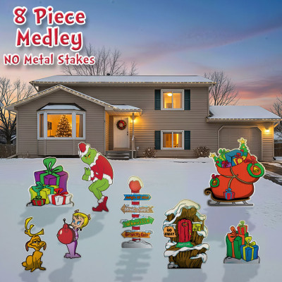8 piece Grinch Characters Merry Medley Collection **NO Metal Stakes**