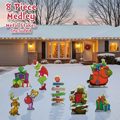 8 piece Grinch Characters Merry Medley Collection **Metal Stakes Included**