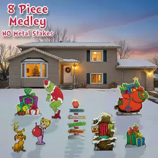 8 piece Grinch Characters Merry Medley Collection **NO Metal Stakes**