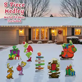 8 piece Grinch Characters Merry Medley Collection **Metal Stakes Included**