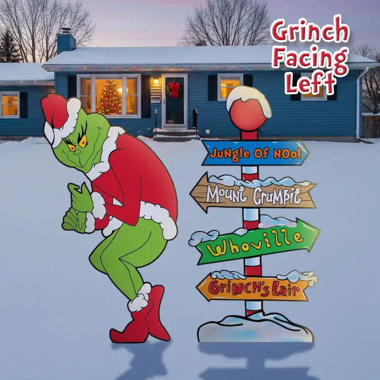 Grinch Stealing Christmas Lights & Whoville Pole