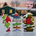 Grinch Stealing Christmas Lights, Lair & Whoville Directional Pole