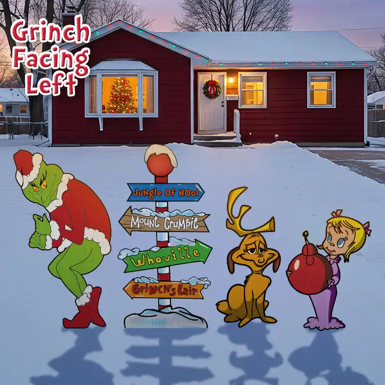 Grinch, Max, Cindy Lou, Whoville Directional Pole