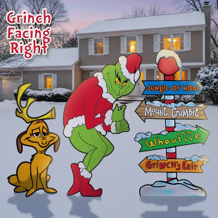 Grinch Stealing Christmas Lights & Max & Whoville Pole