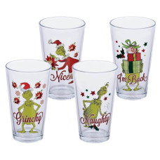 Dr. Seuss Grinchmas 16 Ounce Glasses - Set of 4