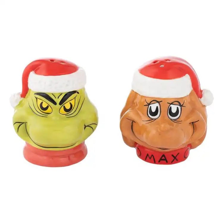 Dr. Seuss - Grinch and Max Sculpted Ceramic Salt and Pepper Shaker Set Dr. Seuss - Grinch and Max Sculpted Ceramic Salt and Pepper Shaker Set