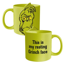 Dr. Seuss Grinchmas - Resting Grinch Face - 20 Ounce Bas Relief Ceramic Mug