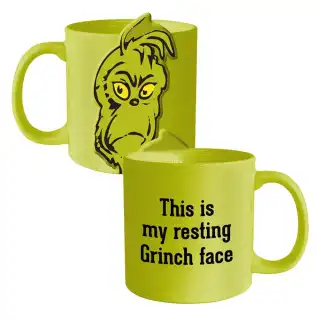 Dr. Seuss Grinchmas - Resting Grinch Face - 20 Ounce Bas Relief Ceramic Mug Dr. Seuss Grinchmas - Resting Grinch Face - 20 Ounce Bas Relief Ceramic Mug