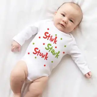 Grinch Stink Stank Stunk Infant Bodysuit - Short and Long Sleeve - Sizes up to 24 Months Grinch Stink Stank Stunk Infant Bodysuit - Short and Long Sleeve - Sizes up to 24 Months