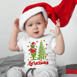 Grinch - Merry Grinchmas Toddler Cotton T-Shirt - Short Sleeve Grinch - Merry Grinchmas Toddler Cotton T-Shirt - Short Sleeve