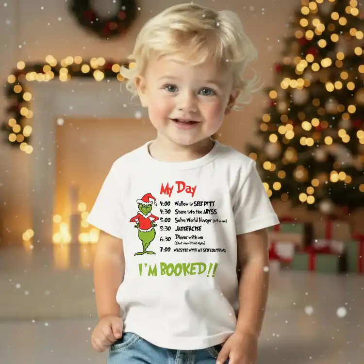 Grinch My Day Toddler Cotton T-Shirt - Short Sleeve Grinch My Day Toddler Cotton T-Shirt - Short Sleeve