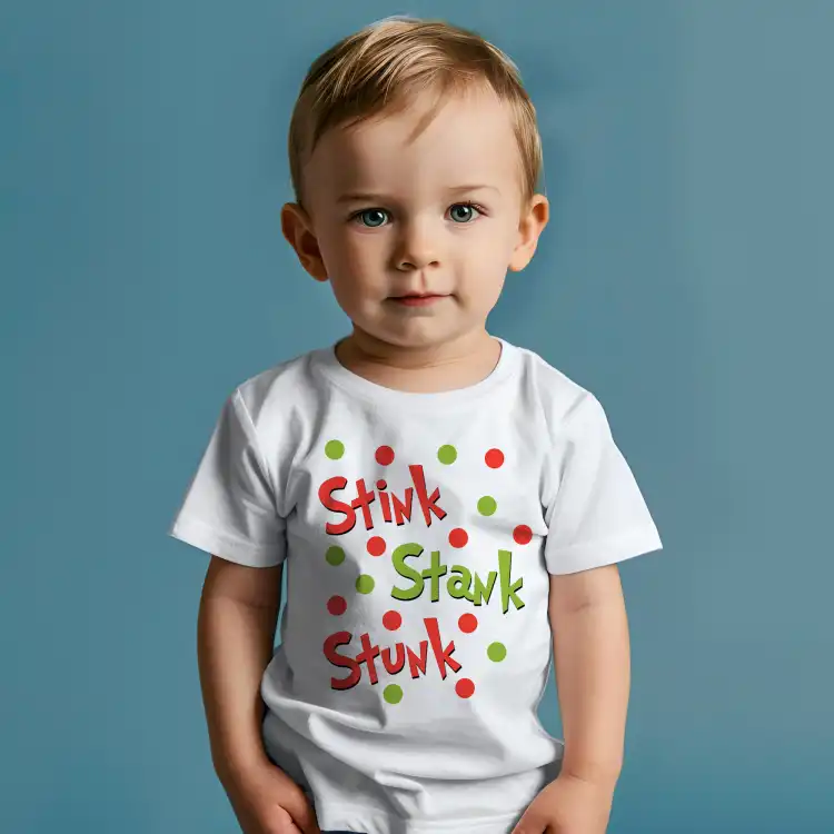 Grinch Stink Stank Stunk Toddler Cotton T-Shirt - Short Sleeve Grinch Stink Stank Stunk Toddler Cotton T-Shirt - Short Sleeve