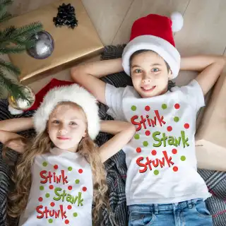 Grinch Stink Stank Stunk Youth Cotton T-Shirt - Short Sleeve Grinch Stink Stank Stunk Youth Cotton T-Shirt - Short Sleeve