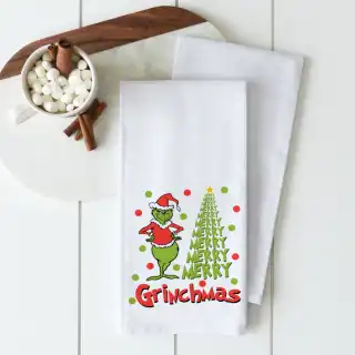Grinch - Merry Grinchmas Dots - Extra Large Heavy Duty Flour Sack Towel - 27x27 Inches Grinch - Merry Grinchmas Dots - Extra Large Heavy Duty Flour Sack Towel - 27x27 Inches