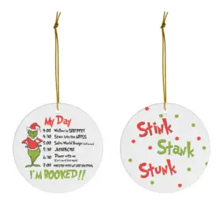 Grinch My Day and Stink Stank Stunk 3-Inch Ceramic Christmas Ornament Set in Gift Box Grinch My Day and Stink Stank Stunk 3-Inch Ceramic Christmas Ornament Set in Gift Box