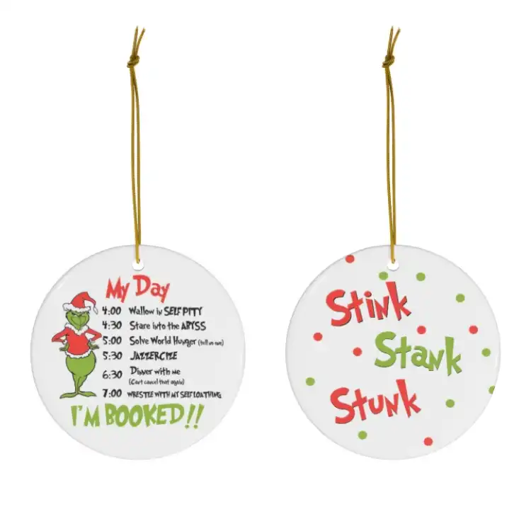 Grinch My Day and Stink Stank Stunk 3-Inch Ceramic Christmas Ornament Set in Gift Box Grinch My Day and Stink Stank Stunk 3-Inch Ceramic Christmas Ornament Set in Gift Box