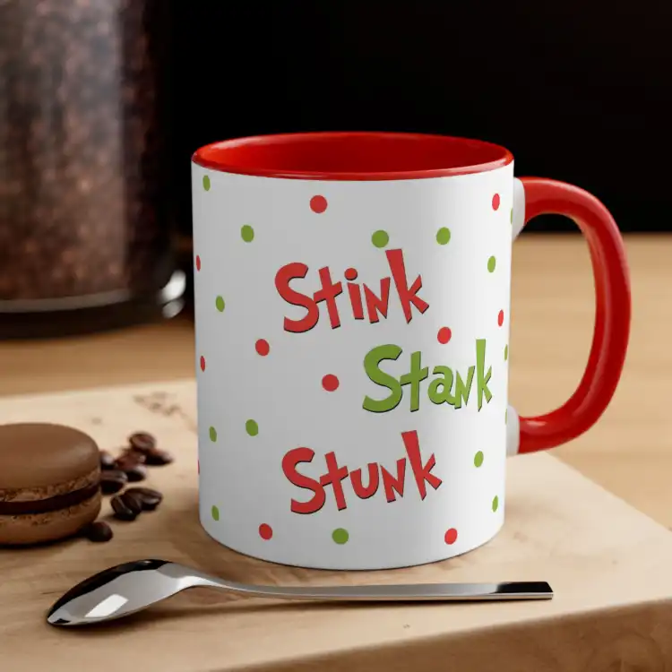 Dr. Seuss Grinchmas - Stink Stank Stunk - Red Handle and Interior Ceramic Mug - 11 Ounce Dr. Seuss Grinchmas - Stink Stank Stunk - Red Handle and Interior Ceramic Mug - 11 Ounce